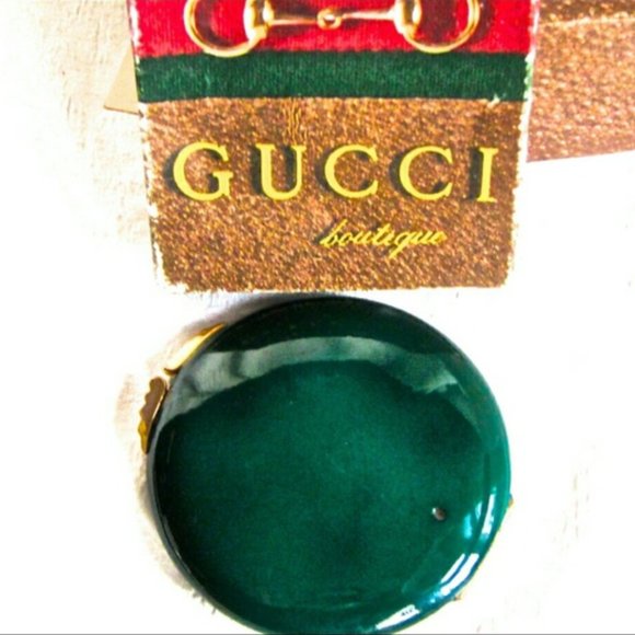Vintage Gucci Green Enamel Powder Compact - Picture 2 of 10